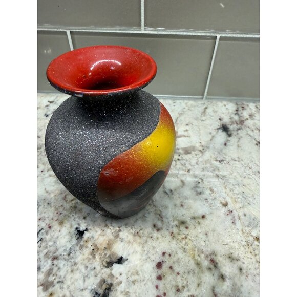 Souvenir VTG Handcrafted Etna Volcano Ceramic Vase Texture Italy Rustic cottage - Picture 13 of 15